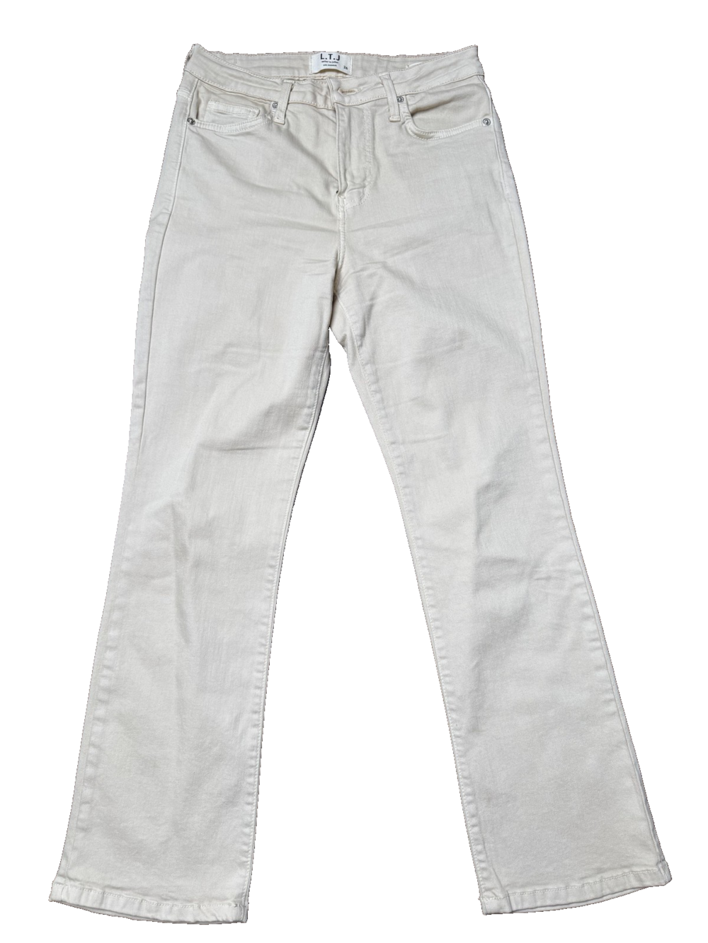 L.T.J Letter to Juliet Jeans Womens 26 Cream Mid Rise Bootcut Cropped Bambina
